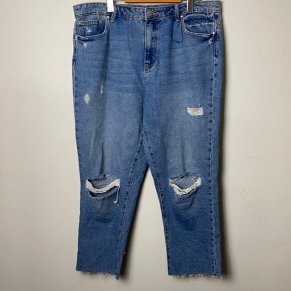 DenimCo distressed raw hem mom jeans size 14 - Picture 2 of 8